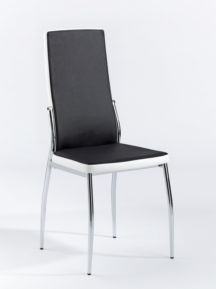 MATTIS 01 chair metal chromed AL black/white B 44, H 101, T 54 cm